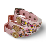 Waterproof Collar - Bee Happy Dachshunds - Baby Pink