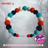Halloween Boo Pom Pom Dog Collar  - Blue