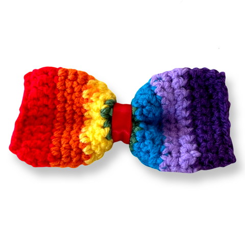 Rainbow Luxe Crochet Bow Tie