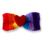 Rainbow Love Heart Crochet Bow Tie