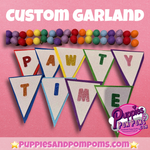 Pawty Time - Rainbow Pom Pom Garland - 2m