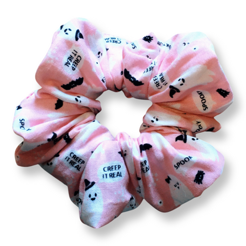 Cute Pink Ghosts Halloween Scrunchie