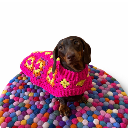 Crochet Dog Coat - Hot Pink