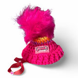 Crochet Beanie Hat - Hot Pink