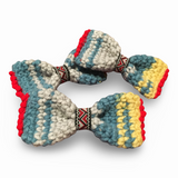 Green Mix PomPom Crochet Bow Tie