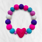 Pom Pom Dog Collar - Heart with Pink, Purple and Blue
