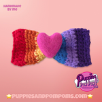 Rainbow Love Heart Crochet Bow Tie