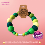 Personalised Pom Pom Dog Collar - Green