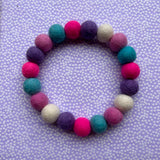Pink, Blue & Purple Mix - Personalised Pom Pom Dog Collar