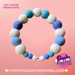 Personalised Pom Pom Dog Collar - Baby Blues / Cornish Blues