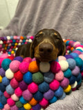 Pompom Dog Bed - Felt Ball Basket