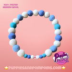 Personalised Pom Pom Dog Collar - Baby Blues / Cornish Blues