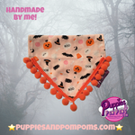 Boo! Halloween Pumpkins and Creepy Critters PomPom Bandana