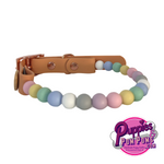 Handmade Vegan Beaded Dog Collar - 12mm Pastel Beads