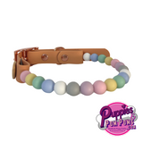 Handmade Vegan Beaded Dog Collar - 12mm Pastel Beads