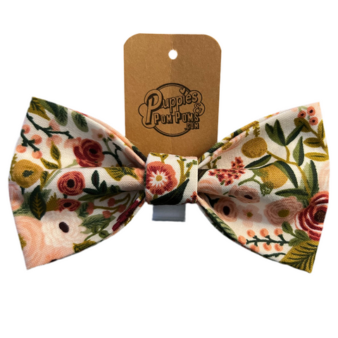 Handmade Dog Bow Tie - Garden Party Beige