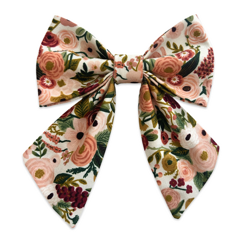 Handmade Dog Sailer Bow Tie - Garden Party Beige