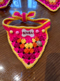 Pañuelo de ganchillo para perro - Rosa fucsia