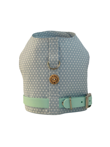 Handmade Vest Dog Harness - Baby Blue Stars