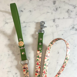 Christmas Dachshunds - Handmade Vegan Leather Dog Leash - Green