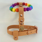 Handmade Rainbow Bead & Biothane Dog Harness - Vegan Leather / Waterproof Biothane