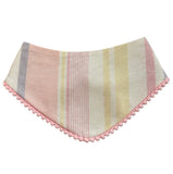 Pastel Linen Stripes Pom Pom Bandana - Snap on