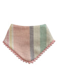 Pastel Linen Stripes Pom Pom Bandana - Snap on