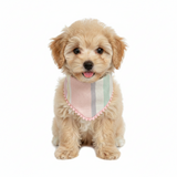 Pastel Linen Stripes Pom Pom Bandana - Snap on
