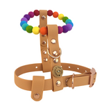 Handmade Rainbow Bead & Biothane Dog Harness - Vegan Leather / Waterproof Biothane
