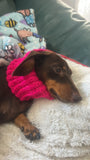 Handmade Crochet Dog Snood – Pink & Gold Sparkle
