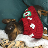 Handmade Crochet Dachshund Coat / Jumper - Christmas