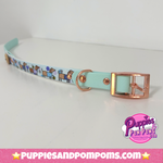 Bee Happy Dachshunds - Handmade Biothane Dog Collar - Baby Blue