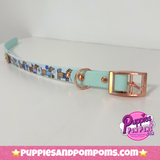 Bee Happy Dachshunds - Handmade Biothane Dog Collar - Baby Blue