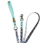 Handmade Vegan Leather Dog Leash - Bee Happy Dachshunds - Blue