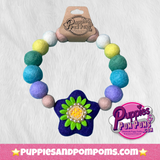 Spring Purple Flower - Personalised Pom Pom Dog Collar