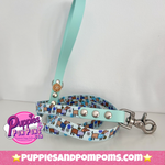 Handmade Biothane Dog Leash - Bee Happy Dachshunds - Baby Blue