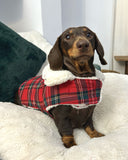 Handmade Christmas Tartan & Sherpa  Dachshund Coat