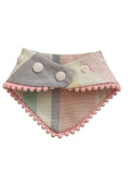 Pastel Linen Stripes Pom Pom Bandana - Snap on