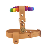 Handmade Rainbow Bead & Biothane Dog Harness - Vegan Leather / Waterproof Biothane