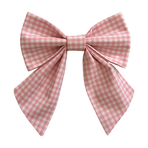 Handmade Dog Sailer Bow Tie - Baby Pink Vichy