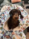 Blue - Bee Happy Dachshund - Faux Fur Blanket