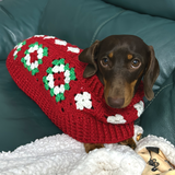 Handmade Crochet Dachshund Coat / Jumper - Christmas
