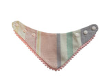 Pastel Linen Stripes Pom Pom Bandana - Snap on