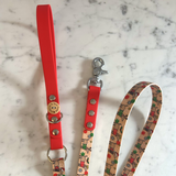 Christmas Dachshunds - Handmade Vegan Leather Dog Leash - Red