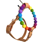 Handmade Rainbow Bead & Biothane Dog Harness - Vegan Leather / Waterproof Biothane