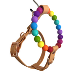 Handmade Rainbow Bead & Biothane Dog Harness - Vegan Leather / Waterproof Biothane