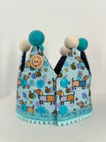 Handmade Birthday Crown Hat - Bee Happy Dachshunds Blue