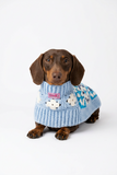 Abrigo/jersey de perro salchicha hecho a mano a crochet - Azul bebé