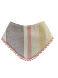 Pastel Linen Stripes Pom Pom Bandana - Snap on