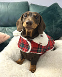 Handmade Christmas Tartan & Sherpa  Dachshund Coat